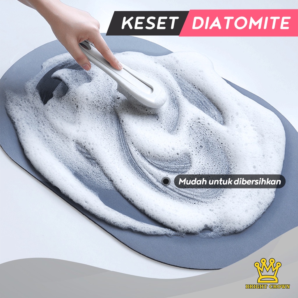 Bright Crown TERBARU!! Keset Diatomite Bundar / Keset Kaki Anti Bau Nyerap Air Anti Bakteri / Keset Batu Kamar Mandi