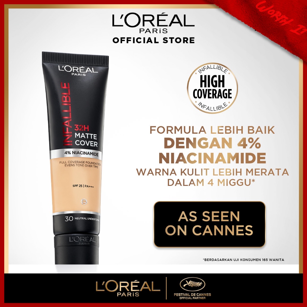 ★ BB ★ L’Oreal Paris Infallible 32 Hr Matte Cover Liquid Foundation - 30ml (Make Up Loreal Natural Tahan 32 Jam)