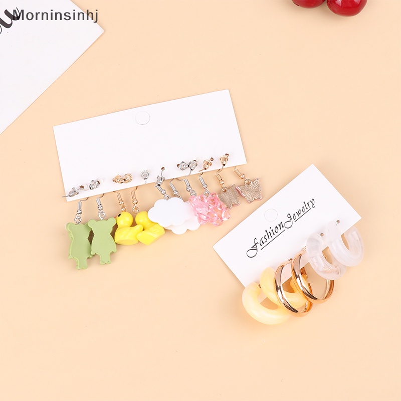 Mornin Warna-Warni Anting Set Hewan Lucu Kupu-Kupu Hati Menjuntai Anting Set Untuk Wanita Gadis Geometris Anting-Anting Trendi Perhiasan Hadiah id