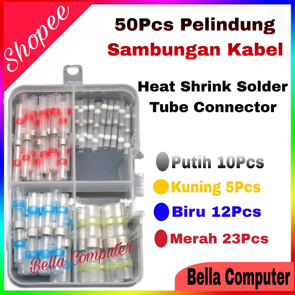 Pelindung Kabel,konektor/Pelapis Kabel Heat Shrink Solder Tube Connector Waterproof 50-300pcsSelang Bakar Isolasi Sambungan Heat Shrink Waterproof 300 PCS - MA-300