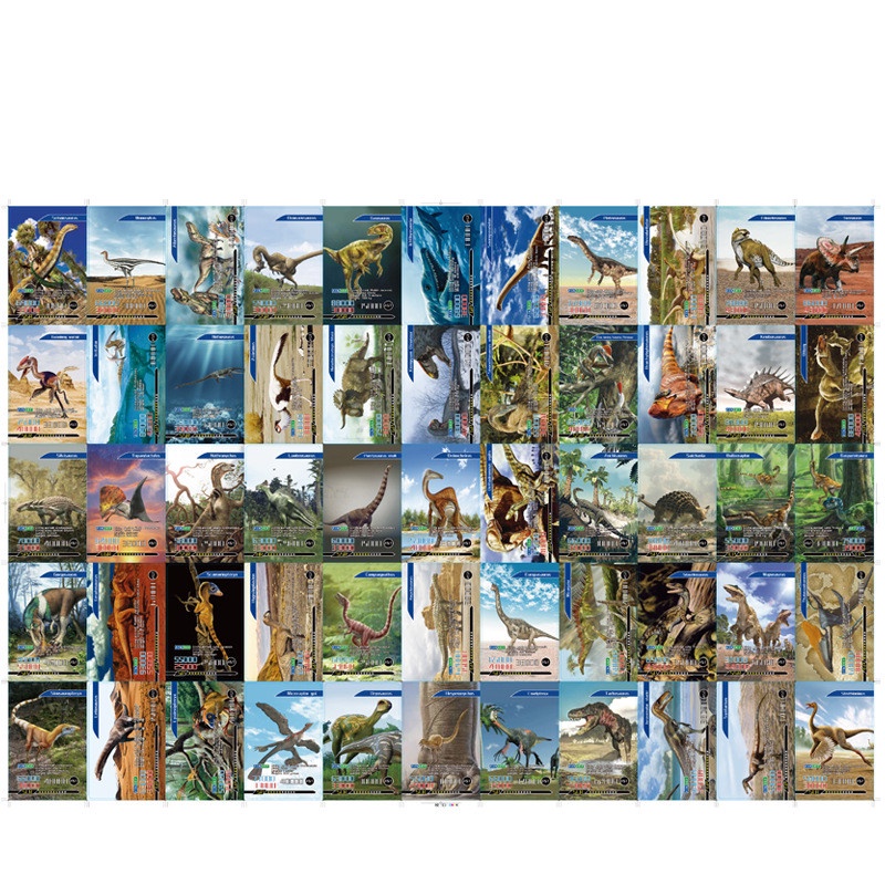 55pcs 20Pcs Kartu Pertempuran Dinosaurus Bahasa Inggris Periode Jurassic Dinosaurus Pengetahuan Kartu Kognitif Permainan Interaktif Mainan Edukasi Untuk Hadiah Anak
