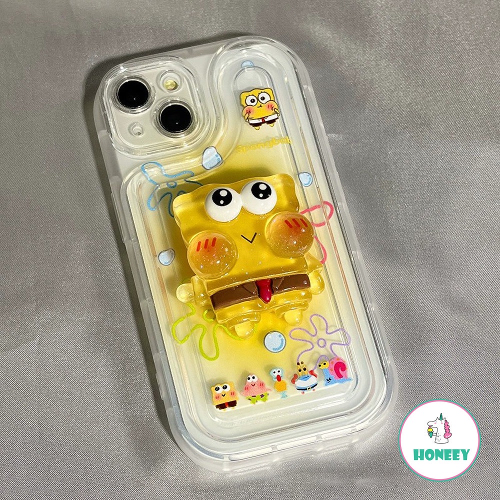 Casing Ponsel SpongeBob Kartun 3D Untuk14 13 12 11 Pro Max Case iPhone XR X XS Max7 8 14 Plus Sarung Hp Lembut Fashion