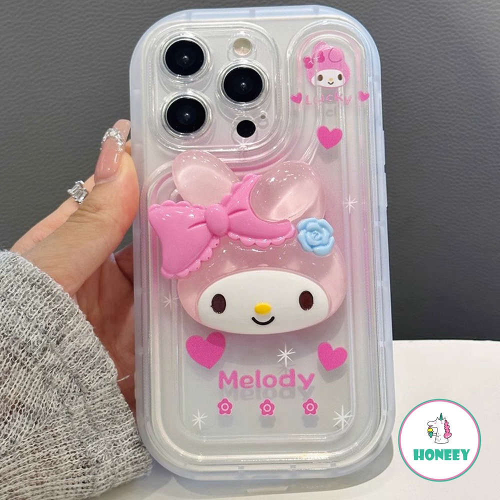 Casing Ponsel Sanrio Kartun 3D Untuk Apple14 13 12 Pro MAX Case iPhone 11 Pro MAX XR XS MAX 7Plus8Plus Melodi Bening Silikon Anti-Drop Soft Cover