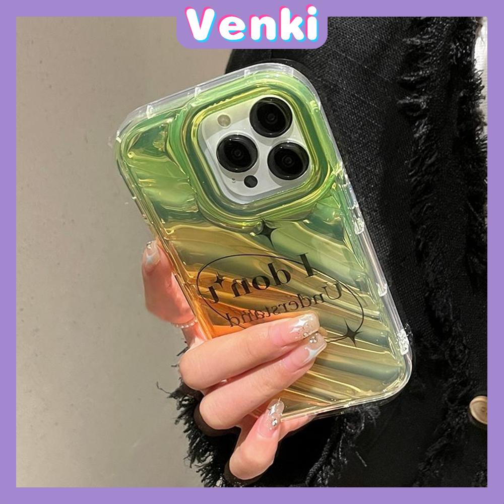 Venki - Untuk Iphone11 iPhone Case Laser Reflektif Transparan Casing Ponsel TPU Lembut Shockproof Airbag Phone Case Bintang Inggris Sederhana Kompatibel Dengan Iphone14 13 Pro Max 12 Pro Max