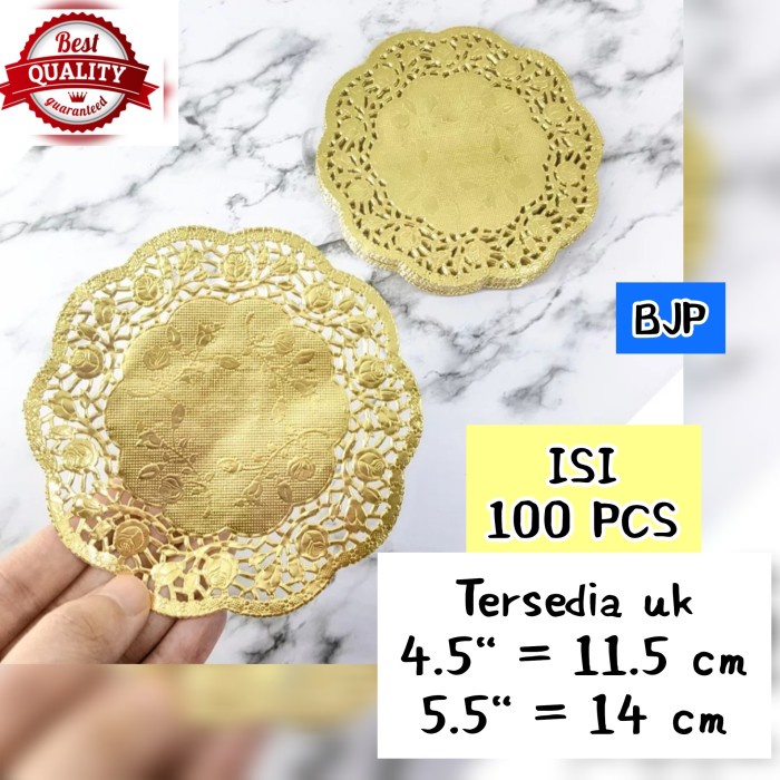 

Promo Terjangkau Paper doilies, Kertas renda Motif warna EMAS / FOOD GRADE. - 5.5" = 14 cm