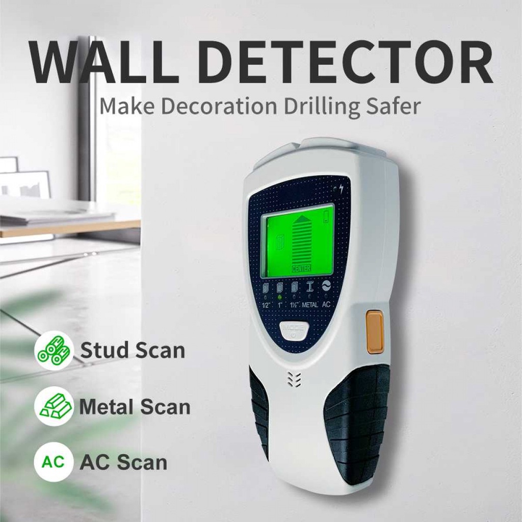 Detektor Logam Kayu Pada Dinding 5 in 1 Wall Scanner Alarm LCD Backlit