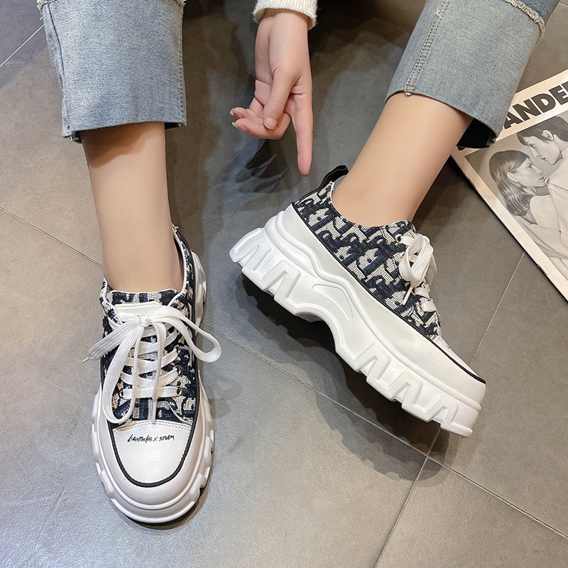 [JY] 1515 Sepatu Wanita Sneakers 8001 Sneaker Heel 7 cm