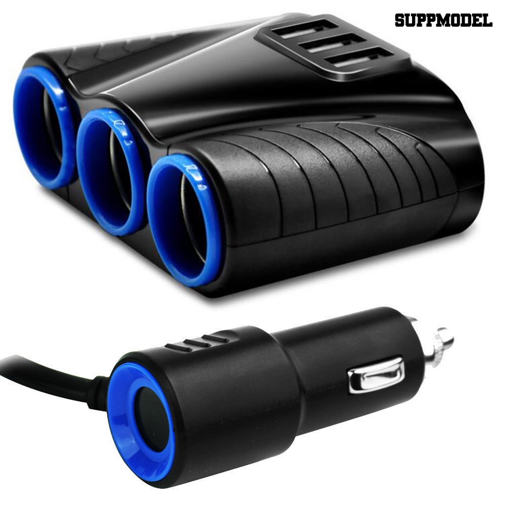 [SM]12-24V 3ways Car Socket Splitter USB Charger Power Adapter