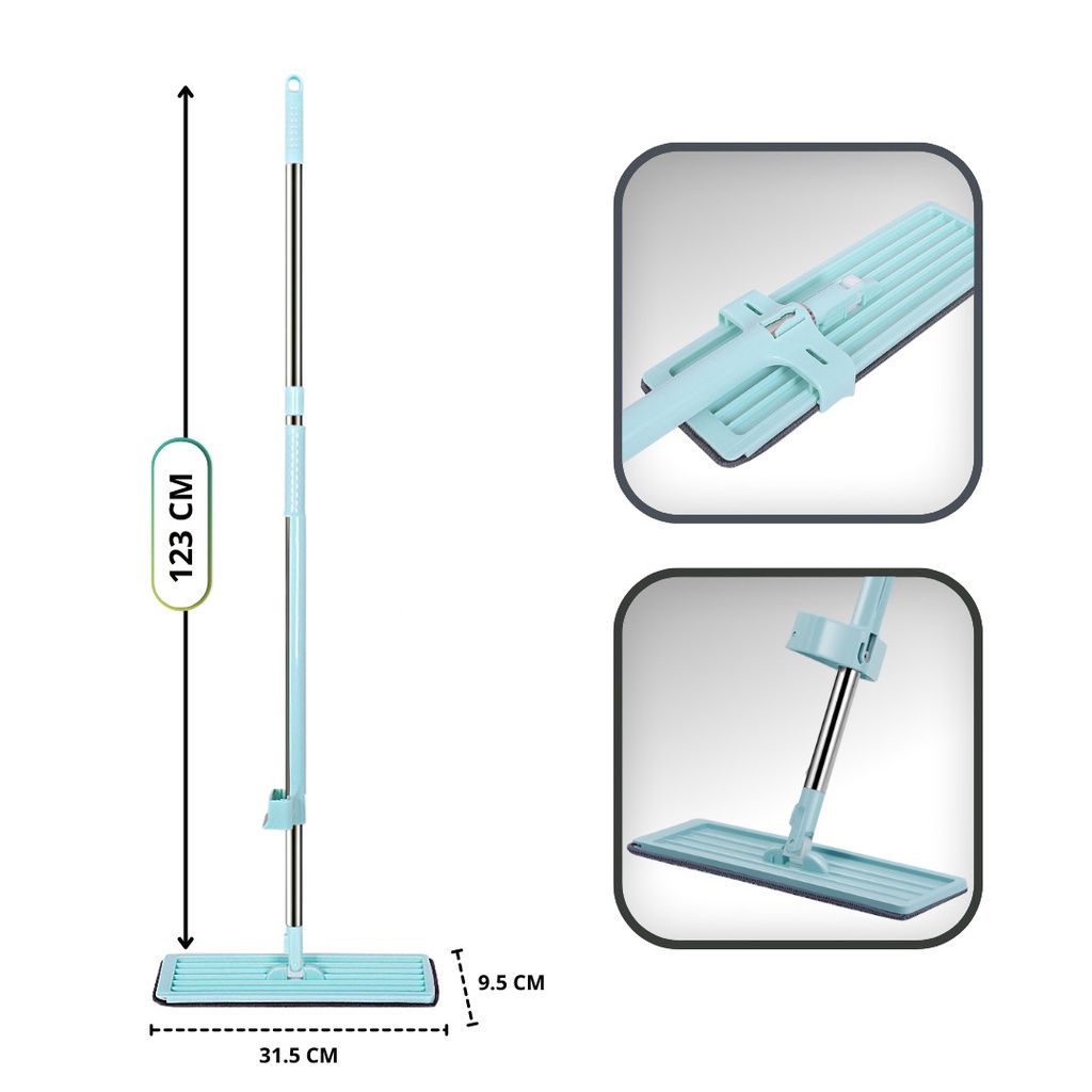 Alat Pel Lantai Tarik Ultra Mop Cleanze Pembersih Lantai Flat Mop Magic Putar 360 Derajat Free Kain