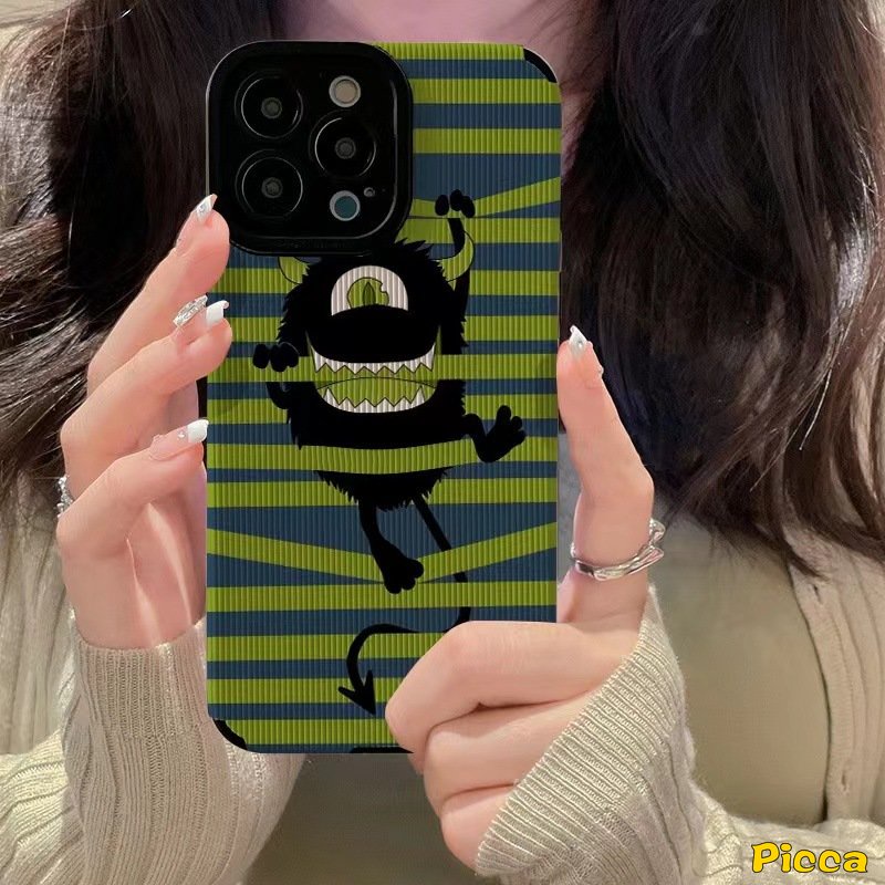 IPHONE Casing Universitas Monster Indah Gaya Korea Kompatibel Untuk Iphone7 8 Plus12 11 13 14 Pro MAX XR X XS MAX 7Plus Tekstur Kulit Monster Kecil Lucu Shockproof Cover