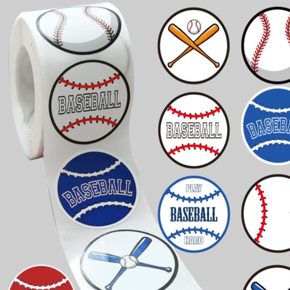 Populer Stiker Perlengkapan Pesta Baseball 1.5 Inch Perekat Diri Untuk DIY