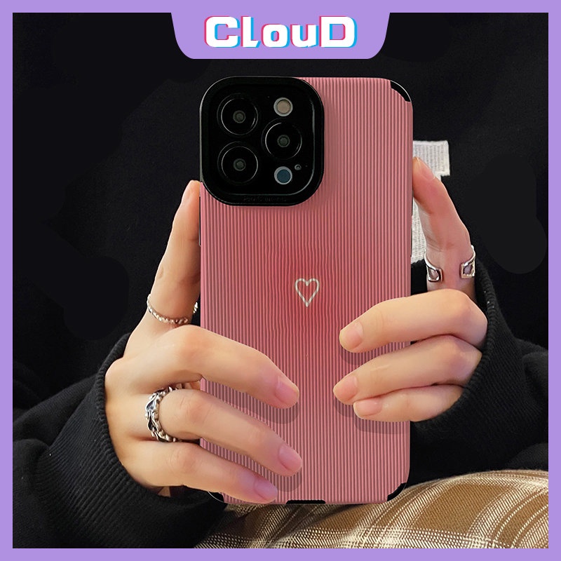 IPHONE Cover Tahan Guncangan Huruf Bintang Pink Kulit Mewah Kompatibel Untuk Iphone7 8 Plus XS Max 7Plus XR 11 13 14 12 Pro Max X Cinta Tekstur Hati Soft Phone Case