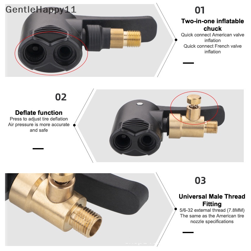 Gentlehappy Pompa Angin Mobil Konversi Air Chuck Portable Pompa Tiup Untuk Ban Mobil Air Chuck Inflator Pump Valve Connector Clip-on Adapter Car Tyre Wheel Valve Aksesoris id