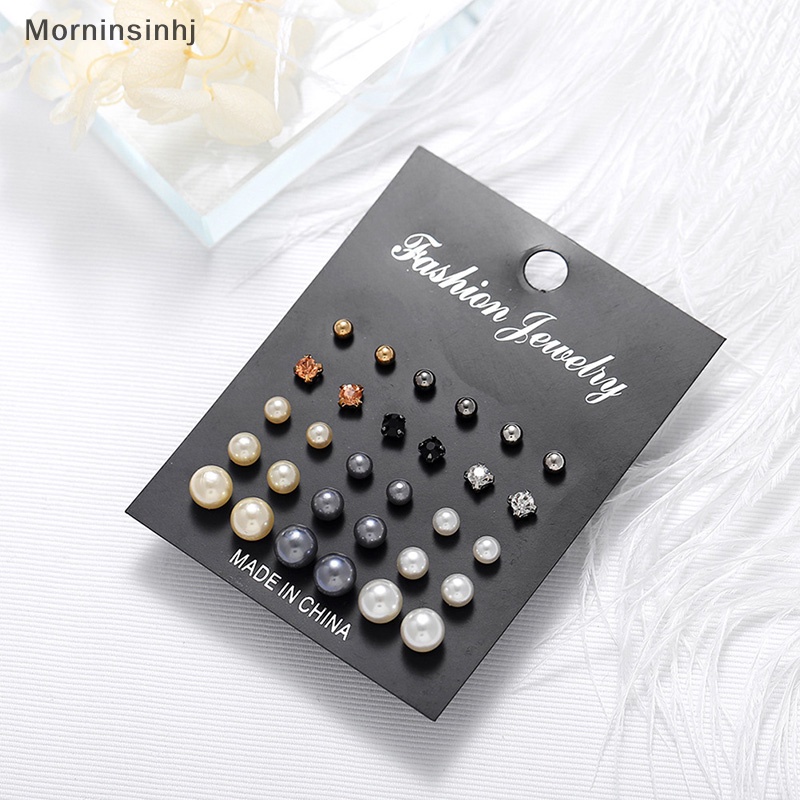 Mornin 15pasang /Set Campuran Mutiara Kristal Ear Studs Earrings Wanita Gadis Perhiasan Hadiah id