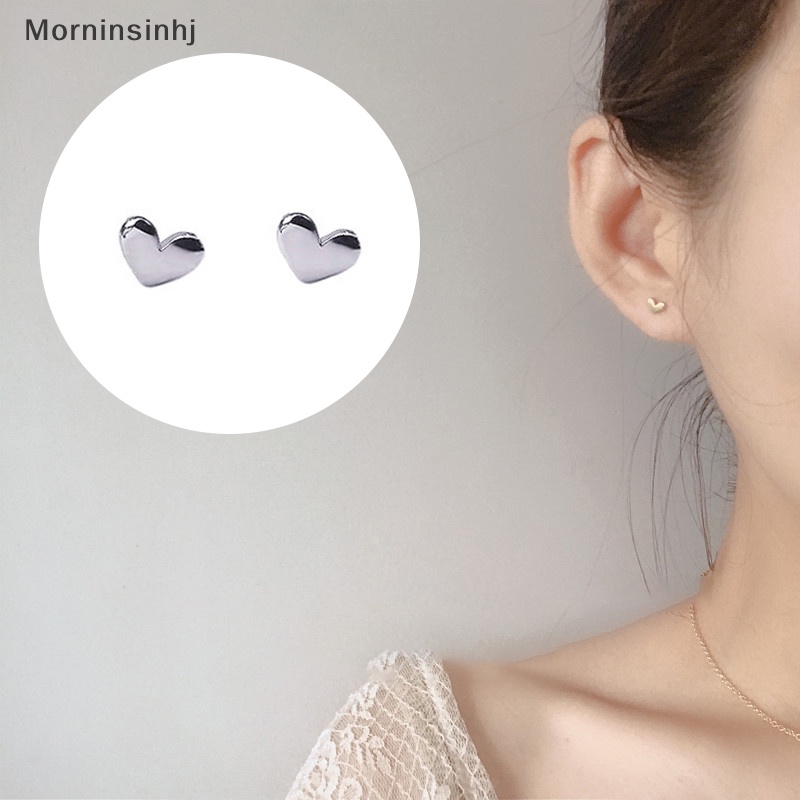 Mornin 1pasang Anting Tusuk Simple Fashion Hati Mini Warna Gold Silver Perhiasan Stud Telinga Gaya Korea Untuk Wanita Telinga Kecil id