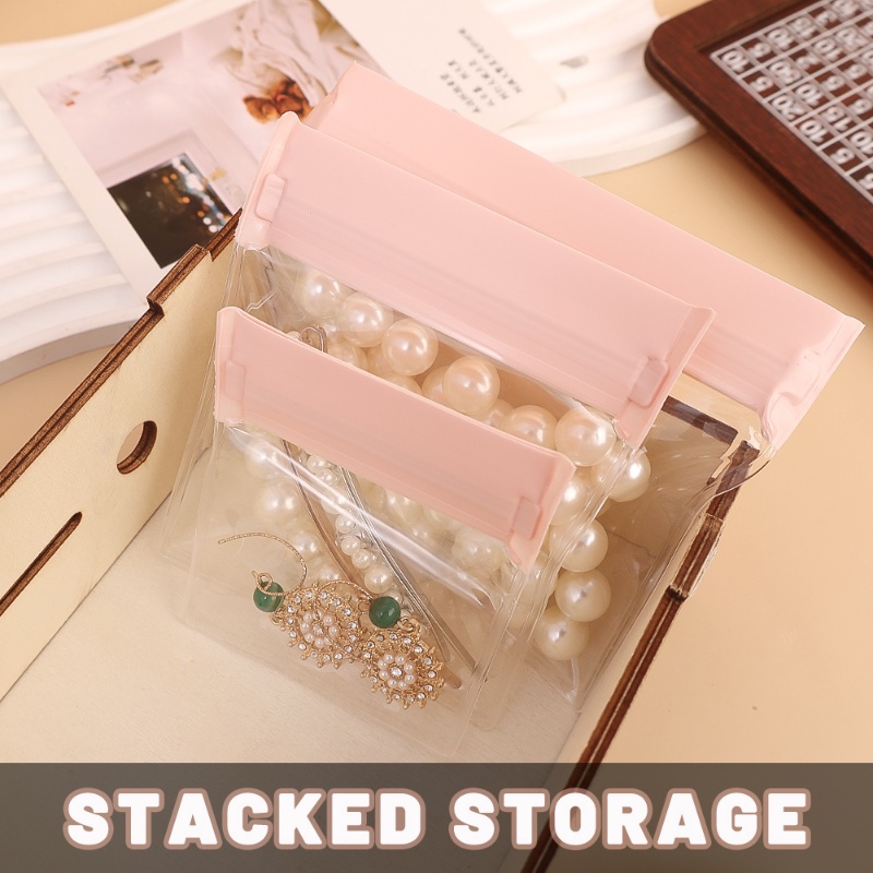 Eva Transparan Anti-Oksidasi Sealing Bag/ Pink Minimalist Jewelry Storage Nag/ Tas Perlindungan Tahan Air Debu