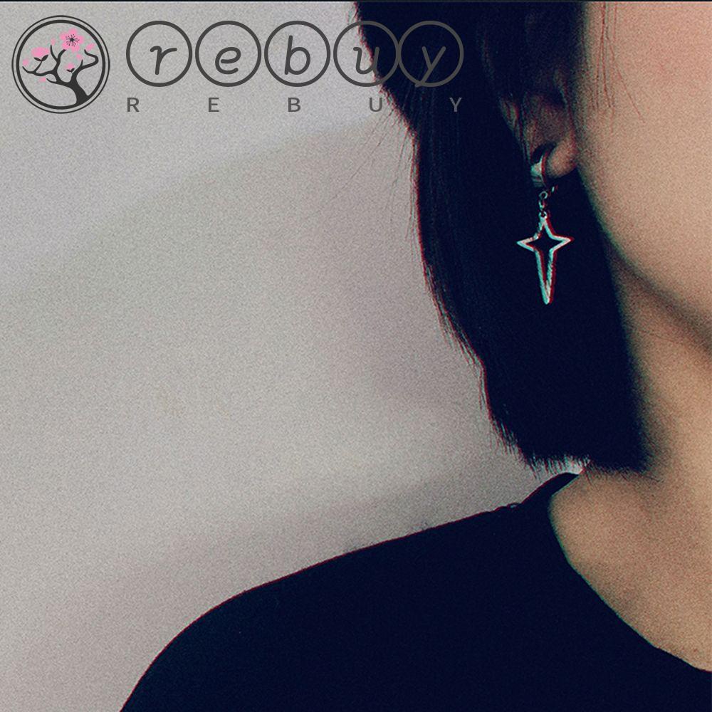 REBUY Rebuy Cross Clip Earring Keren Geometris Drop Earring Segitiga Pria Tindik Palsu Anting Tanpa Tindik