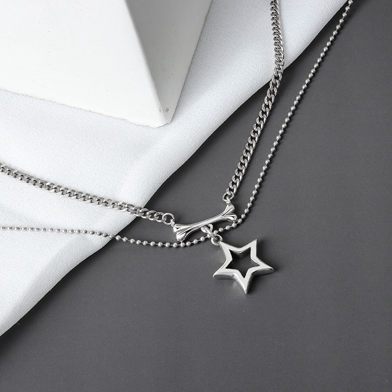 Kalung Geometris Tulang Bintang Bahan Alloy Fashion Untuk Wanita