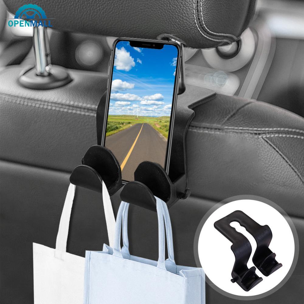 Openmall Kait Interior Mobil Sandaran Kepala Kursi Belakang Gantung Double-Head Holder Organizer Handbag Gantungan Penyimpanan Hook Aksesoris L2M4