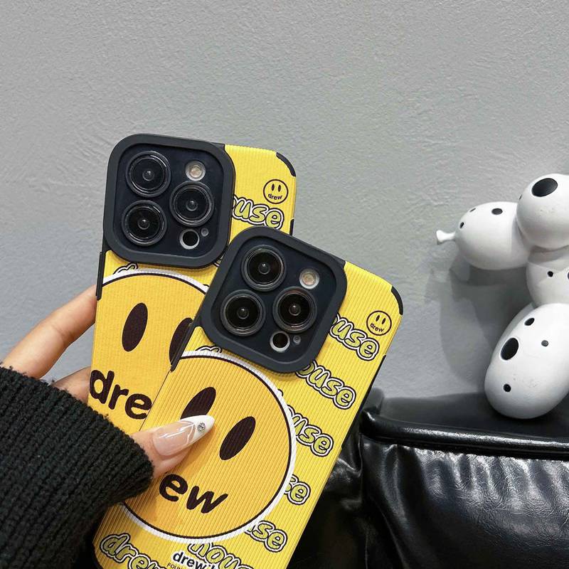 All New Cute Cool Yellow Drew Smile Face Leather Soft Case IPhone 7 Plus 8 Plus X XS XR XS Max 11 13 12 14 PRO Max 14 Plus Phone Case Girl Girl Women's Fashion