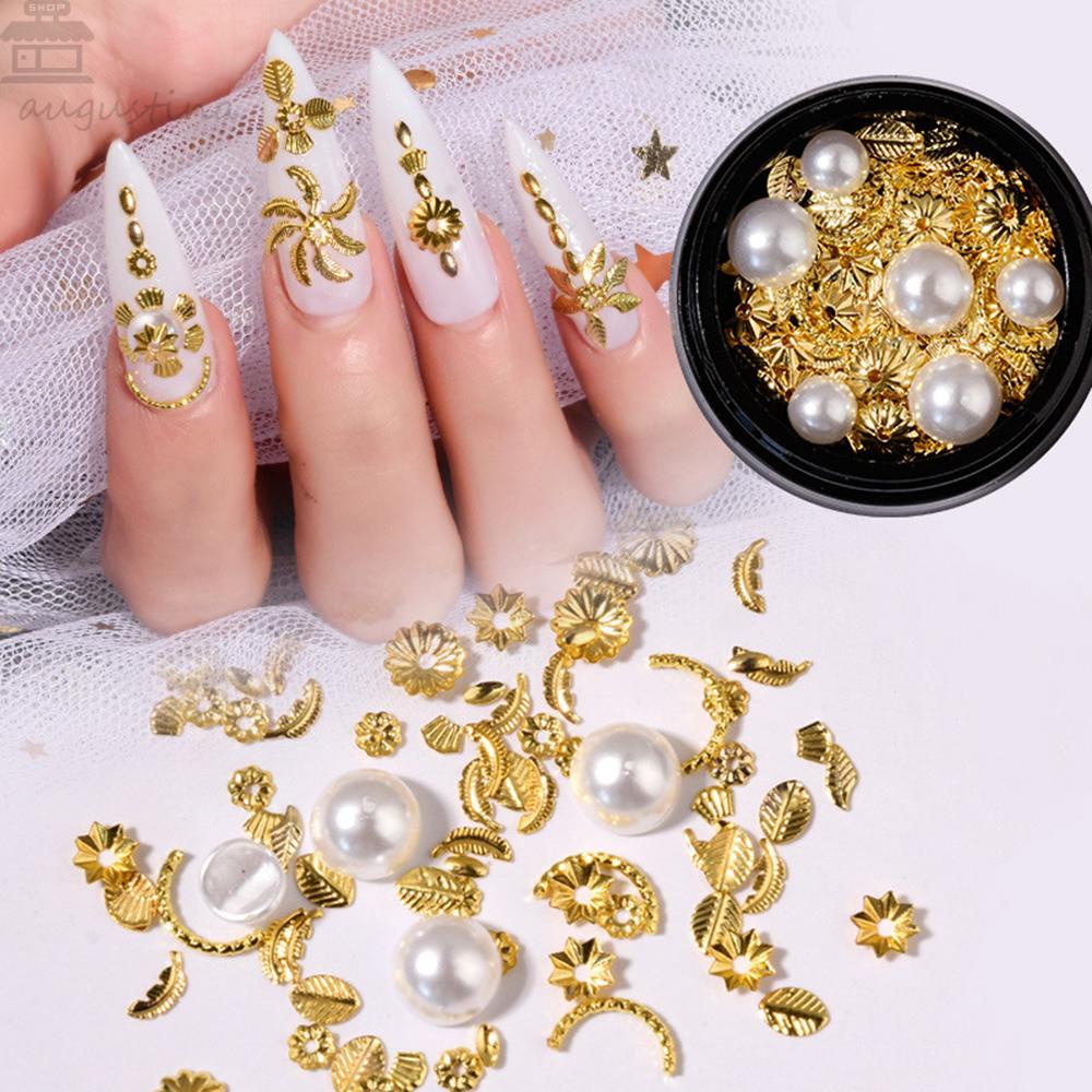 AUGUSTINA Agustin 3D Nail Art Mutiara Perhiasan Fashion Rivet Menawan Manicure Aksesoris