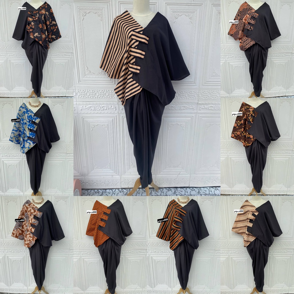 Kebaya dan Sorjan kebaya wanita SET KEBAYA CROP TOP ETNIK BATIK LURIK MODEL OVER SIZE PREMIUM TERMUR