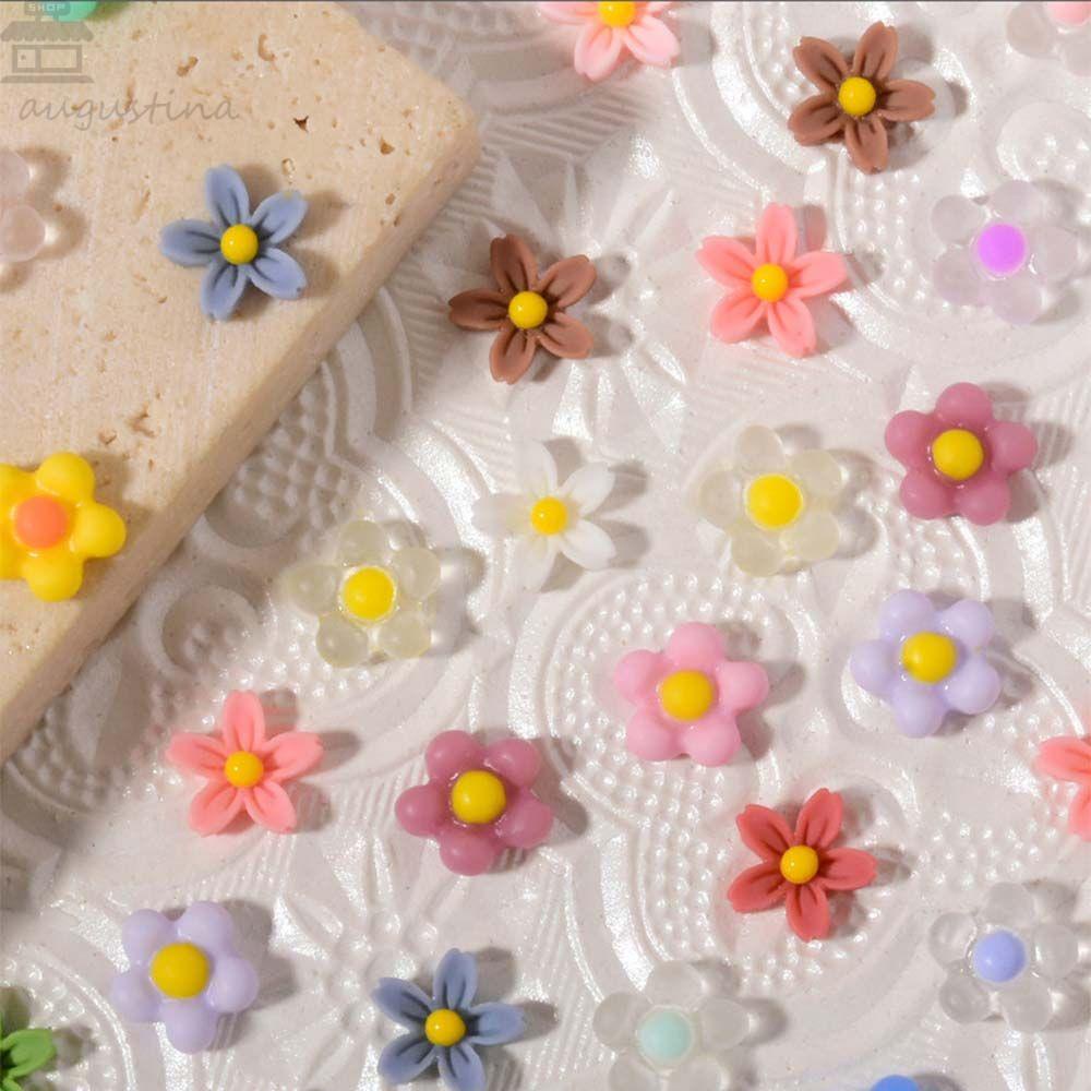 AUGUSTINA Hiasan Paku Bunga Agustina Fashion 50pcs Transparan|Perhiasan Nail Art Resin Manicure Warna