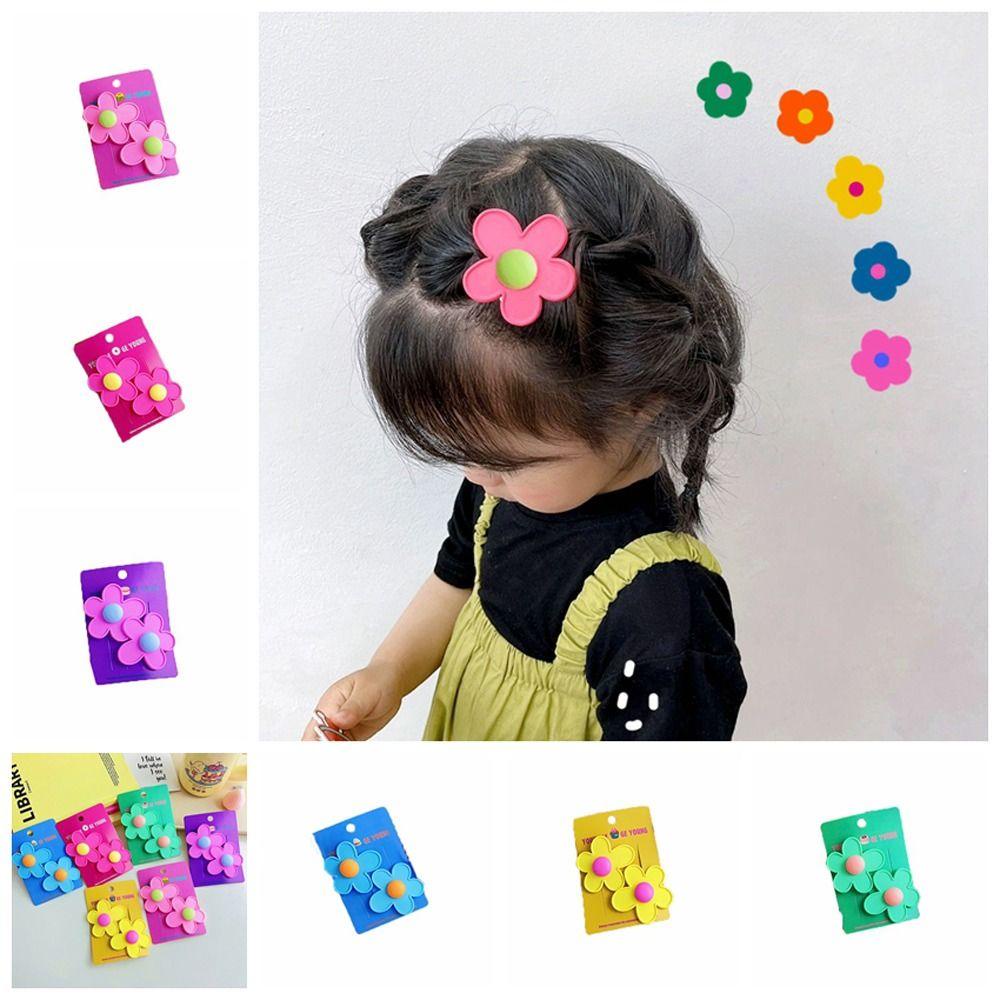 AUGUSTINA Jepit Rambut, Jepit Rambut Warna Permen, Hiasan Kepala Hair Clip Poni Samping Bunga Bahan Plastik Untuk Anak Perempuan