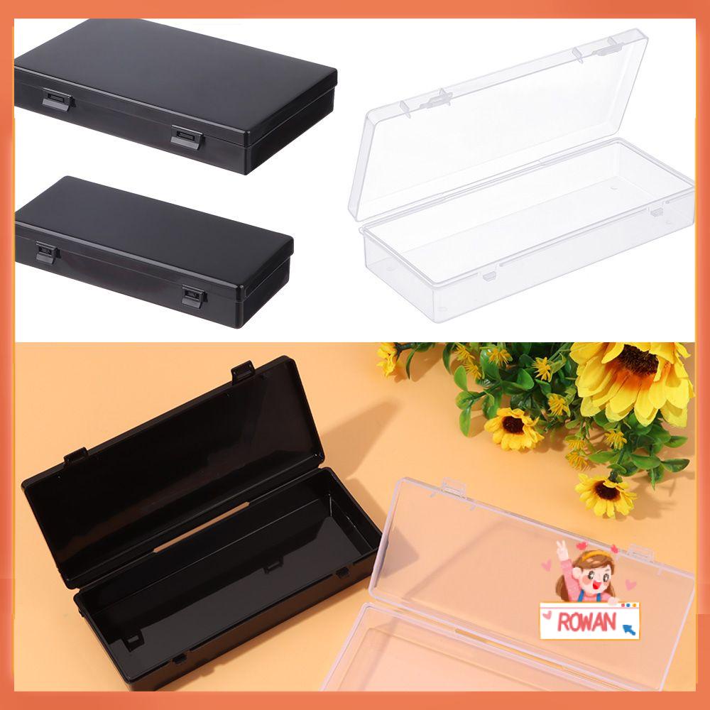 R-FLOWER Storage Box Square Bening/ Hitam Klip Kotak Penyimpanan Pil Plastik Bekal