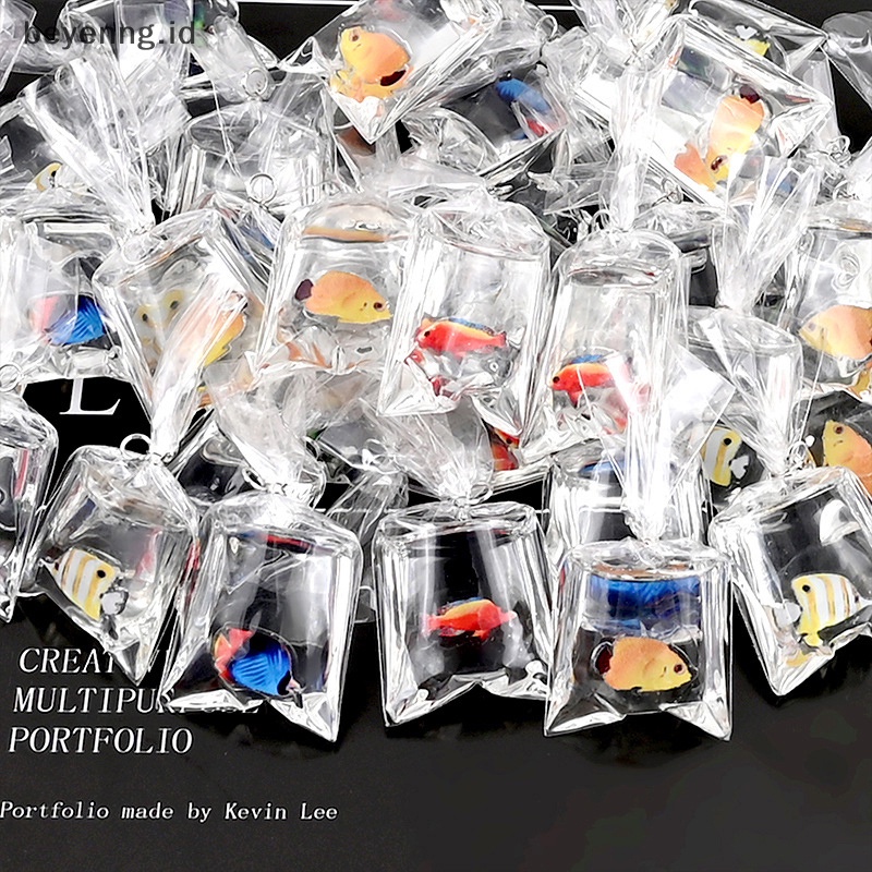 Beyen 1pc Resin Ikan Mas Ch Ikan Kecil Dalam Liontin Kantong Air Untuk Gantungan Kunci Diy ID