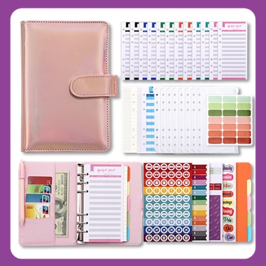 

Buku Catatan Agenda PU Leather Budget Planner Organizer Cash Binder A6 Polos Glossy Notebook