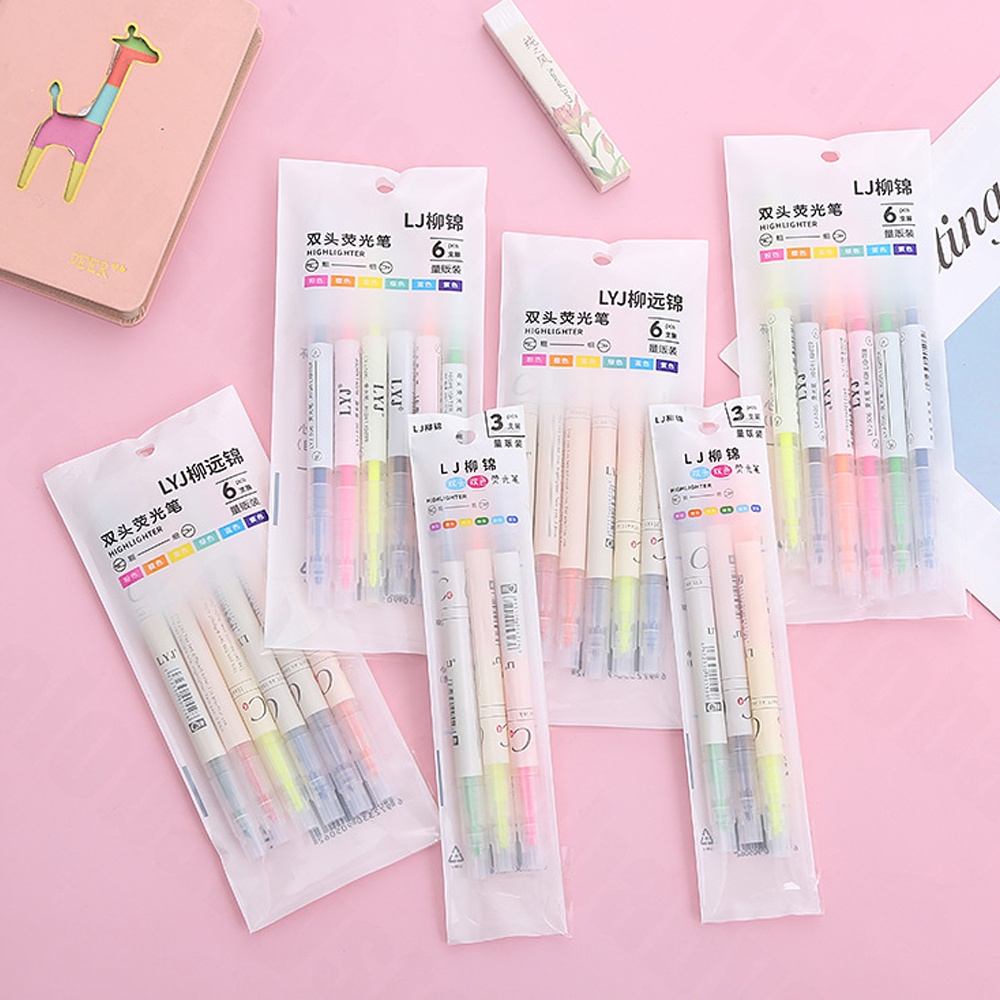 Halo Baby Highlighter Pen 6 Warna Stabilo Set/Stabilo Double Tip