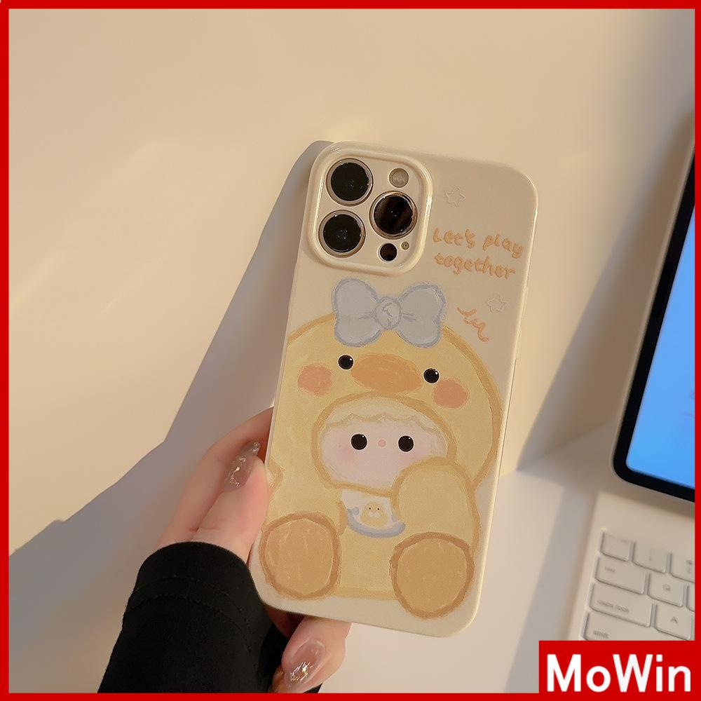 Case iPhone 14 Pro Max iPhone Case Cream Glossy Film Lembut TPU Shockproof Kamera Case Perlindungan Kuning Bebek Lucu Kompatibel dengan iPhone 13 Pro max 12 Pro Max 11 xr xs max 7 8Plus