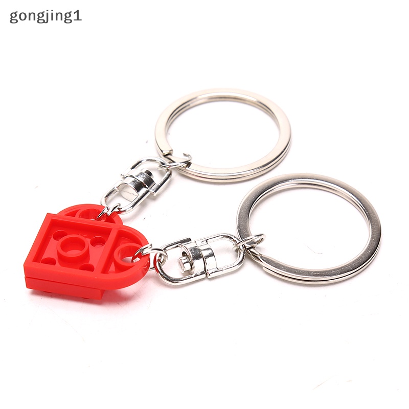 Ggg 2Pcs Gantungan Kunci Cinta Hati Bata Untuk Pasangan Persahabatan Hati KeyRing Perhiasan Hadiah ID