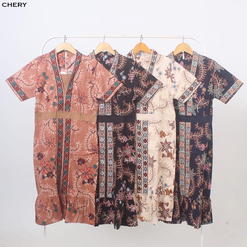 Evercloth Chery Dress Batik Modern Wanita Gaun Terusan Jumbo