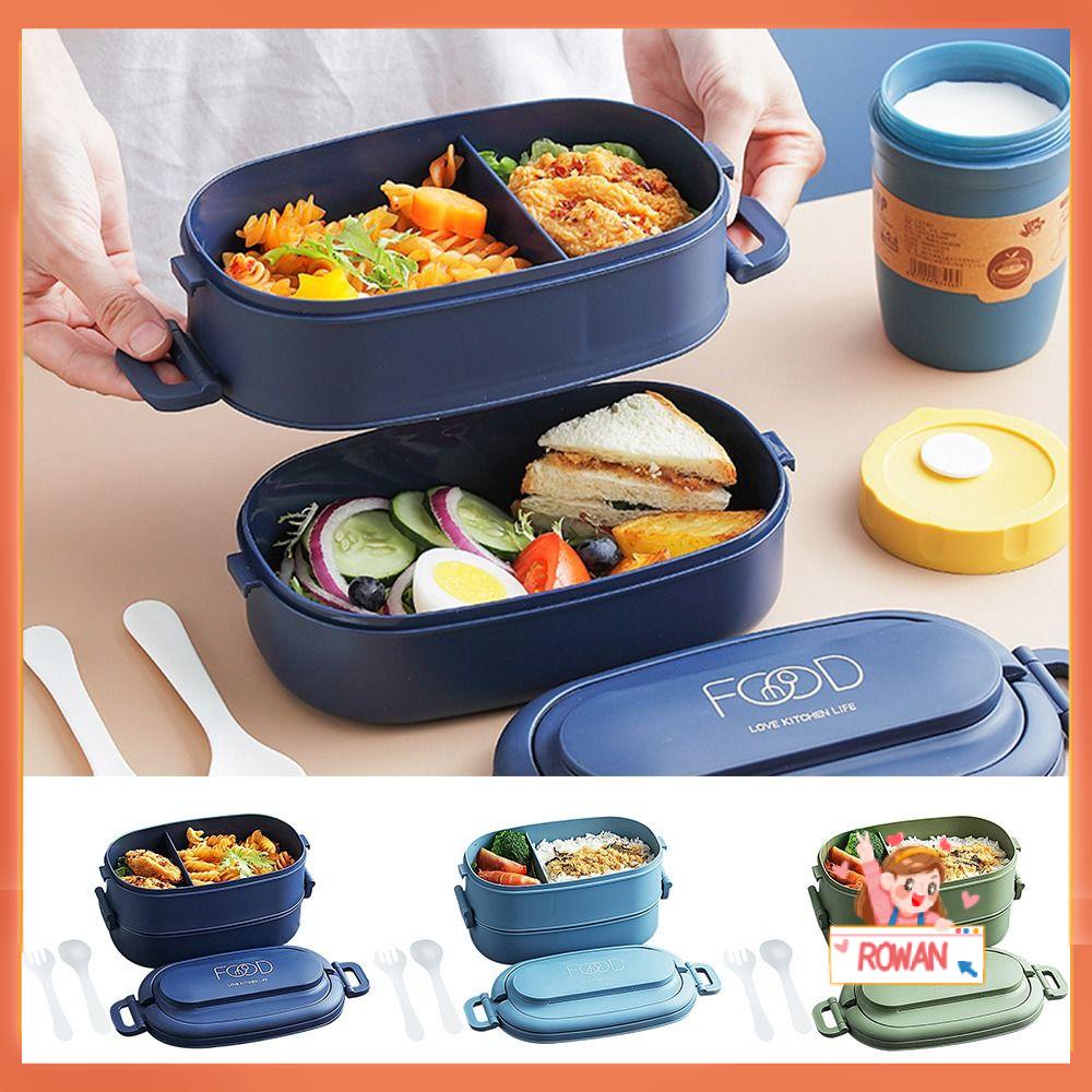 R-FLOWER Lunch Box Portable Untuk Pelajar Pekerja Kantor Dengan Sendok Wadah Makanan