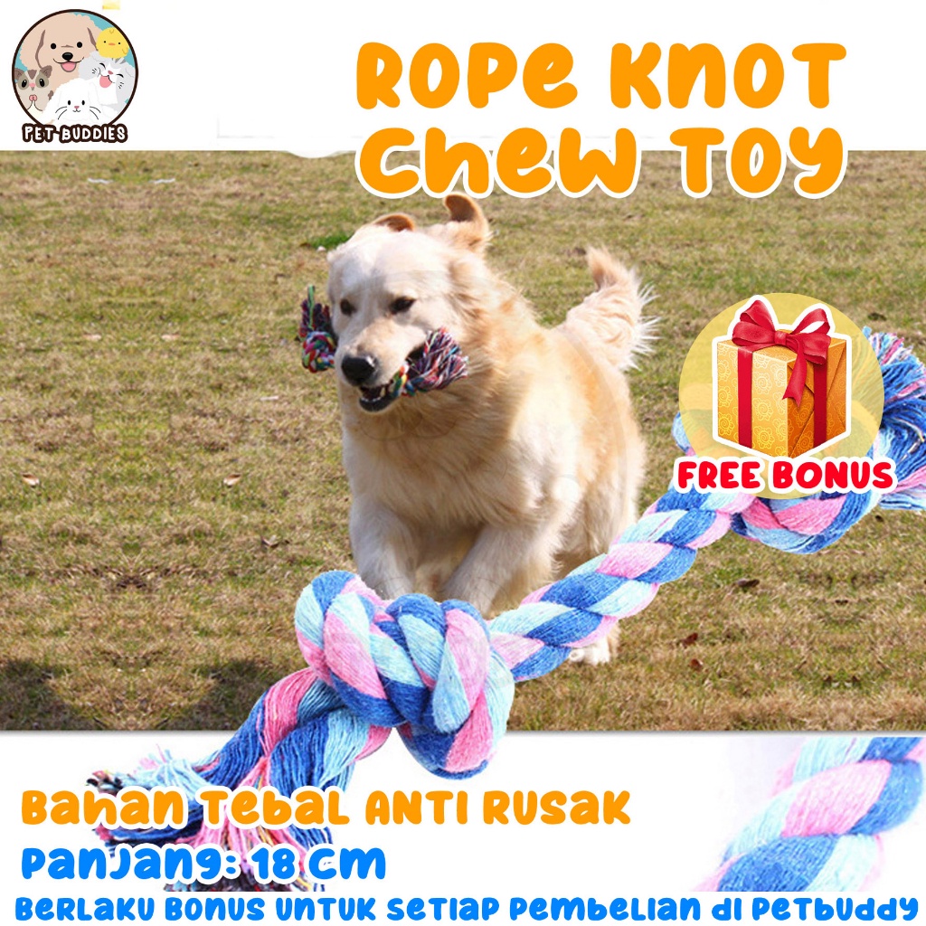 [FREE BONUS]Rope Knot Chewing Toy Mainan Anjing Tali Tarik