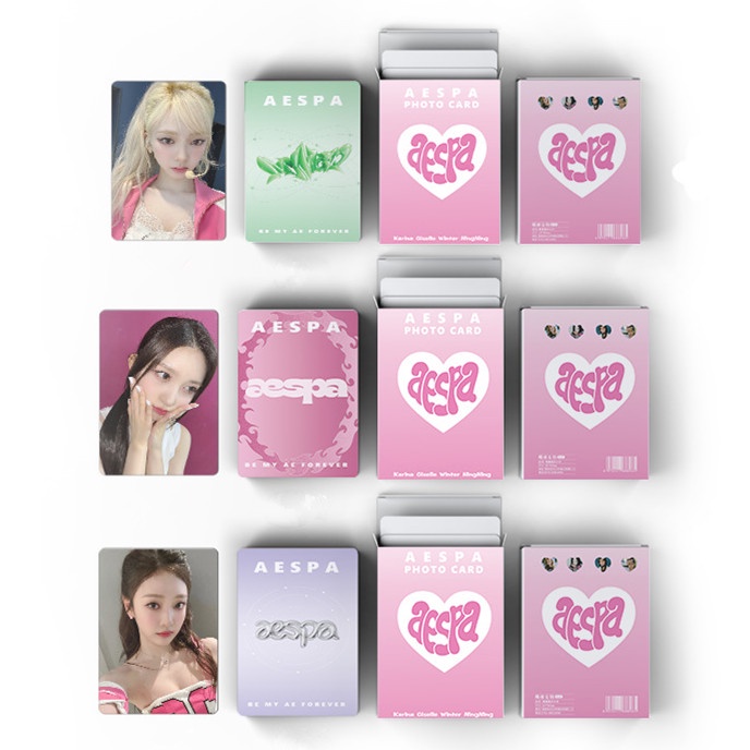 50pcs /box AESPA Photocards Album KARINA NINGNING WINTER GISELLE Laser Kartu Lomo Kpop Postcards Kipas Dalika