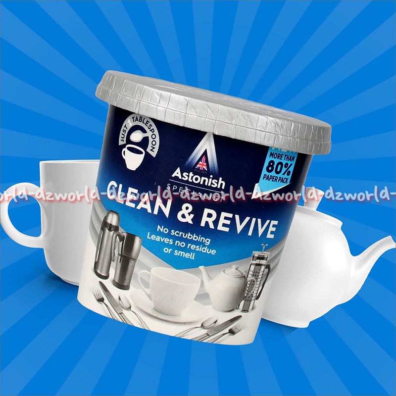 Astonish Cup &amp; Revive 350gr Sabun Cuci Piring Gelas Bubuk Pembersih Penghilang Noda Hitam Coklat Teh Kopi di Piring Gelas Alat Makan Astonis Cups Cleans Cleaner Powder