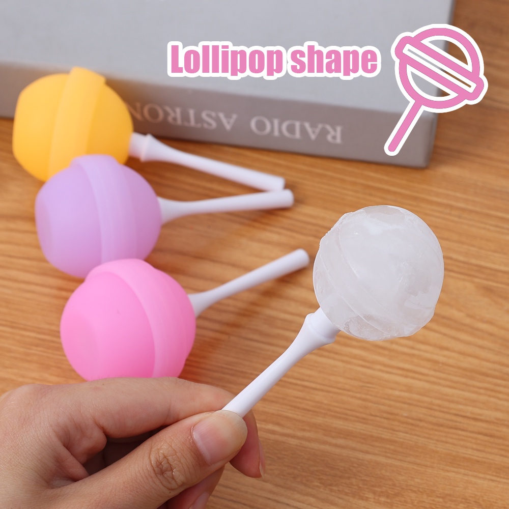 Cetakan Es Krim Bola Bola Bola Goyang Buah Anak/DIY Pembuat Es Loli Anti Lengket Perlengkapan Dapur/Cetakan Es Loli Sphere Mudah Demoulding/Cetakan Es Hoki Lolipop Silikon Food Grade/