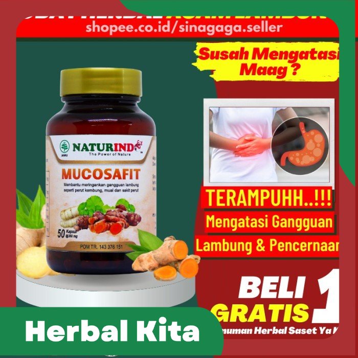 

Obat Herbal Asam Lambung Maag Kronis Kembung Ampuh Mucosafit Naturindo - Mucosafit
