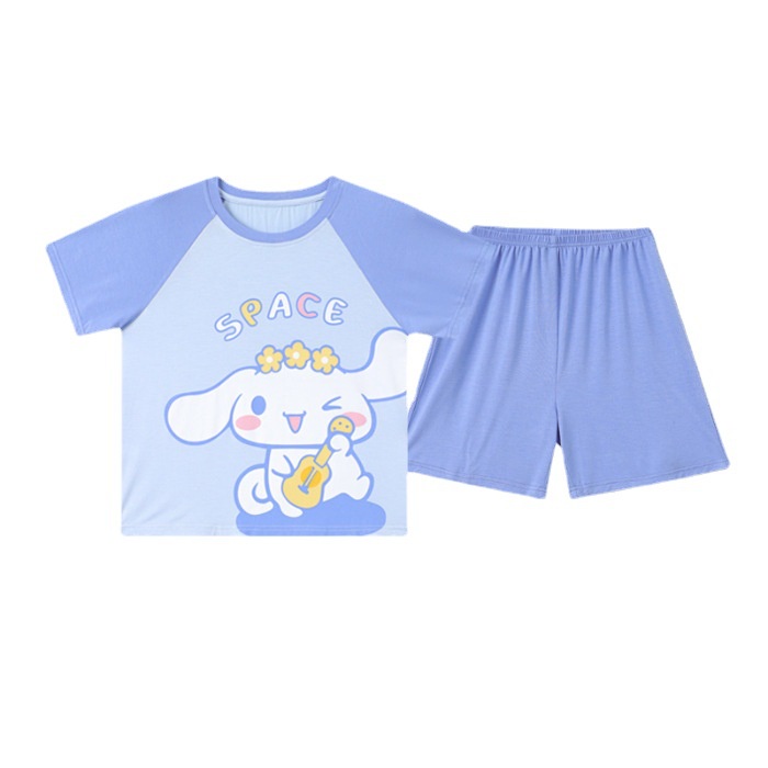 BAJU TIDUR ANAK SANRIO LENGAN PENDEK CELANA PENDEK CINNAMOROLL KUROMI MELODY