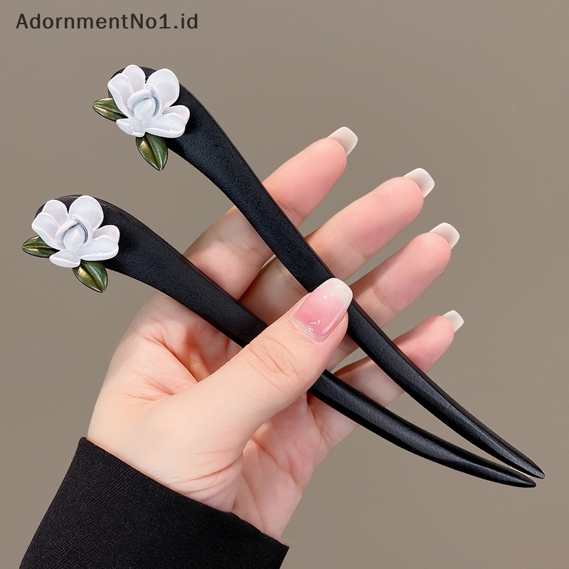 [AdornmentNo1] Stik rambut gaya sederhana tradisional china dengan bunga Vintage jepit rambut Handmade Hair Stick Retro hiasan kepala aksesoris