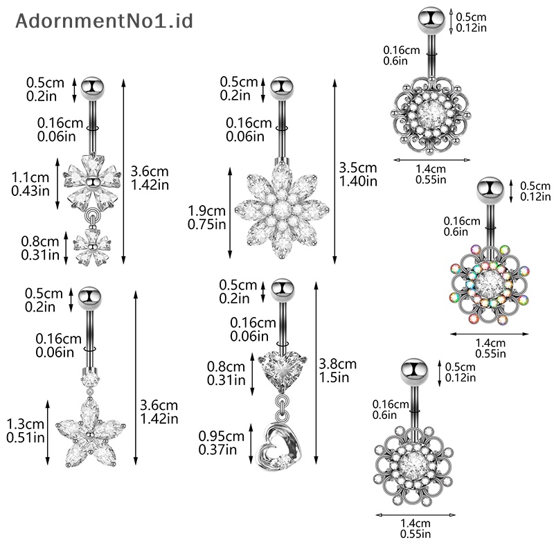 [AdornmentNo1] Stainless Steel zirkon cincin kancing perut pusar cincin perut seksi wanita perhiasan tubuh perut