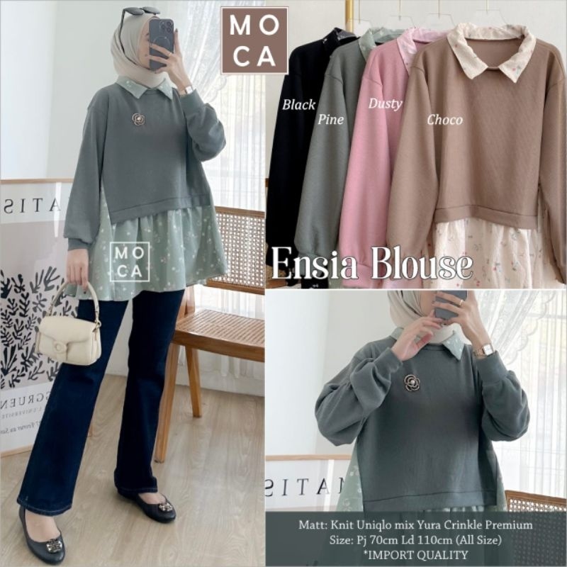 ENSIA BLOUSE ORI MOCA | Ld110 Knit Uniqlo mix Yura Crinkle Premium