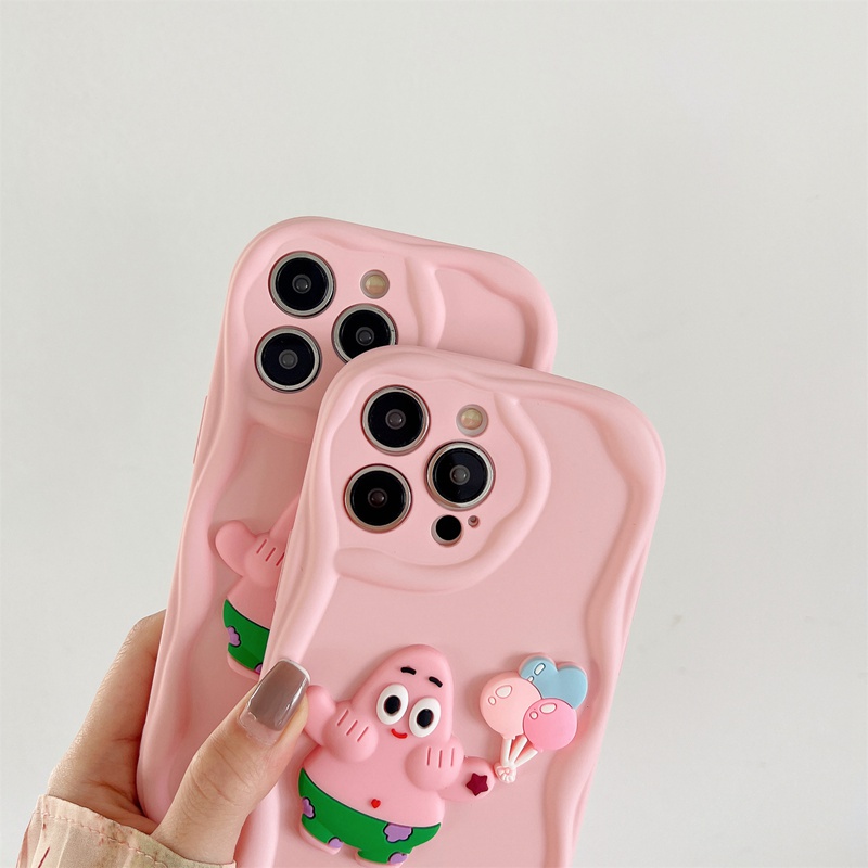 Macaron Pink Wave Balloon Patrick Soft Silicon Case HP iP iPhone 6 6S 7 8 14 + Plus SE 2020 2022 X XS XR 11 12 13 Pro Max Girl Woman Casing