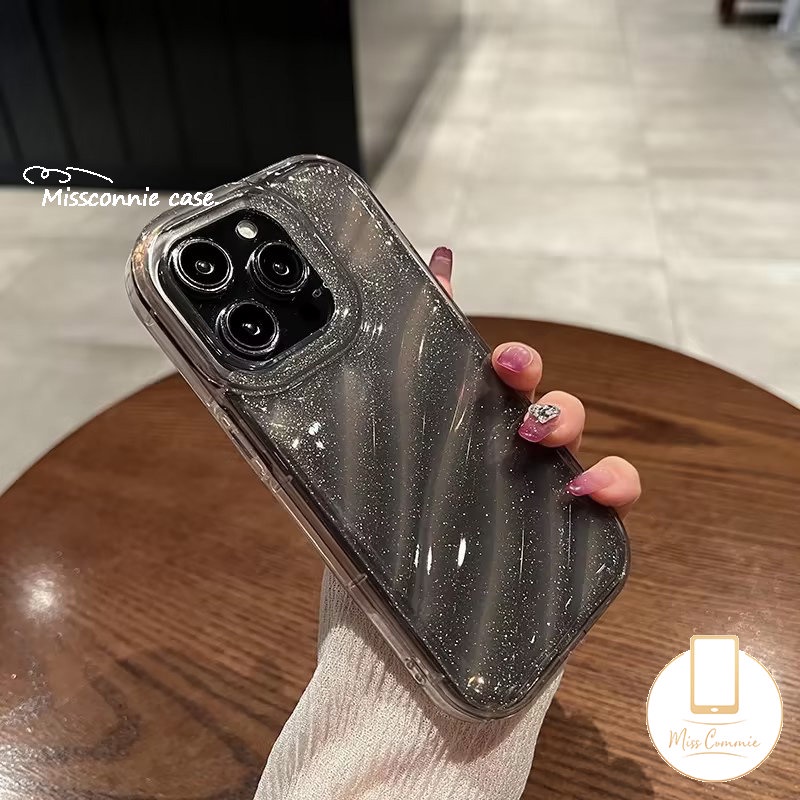 Casing Kartu Laser Warna Gradien Mewah Kompatibel Untuk IPhone 7 8 6S 6 Plus X XR XS Max 11 13 14 12 Pro Max SE 2020 3D Pola Korugasi Stereo Fantasi Berbintang Langit Penutup Lembut