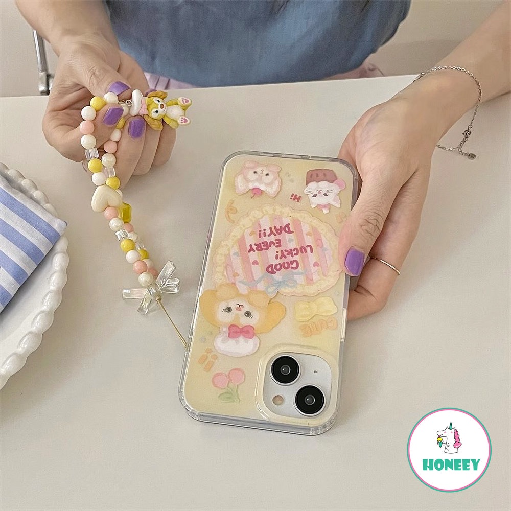 Cute Cartoon Stellalou Phone Case Compatible for iPhone 14 Pro Max 12/12pro 13 Pro Max Case iPhone 11 Colorful Beads Chain IMD Shockproof Back Cover