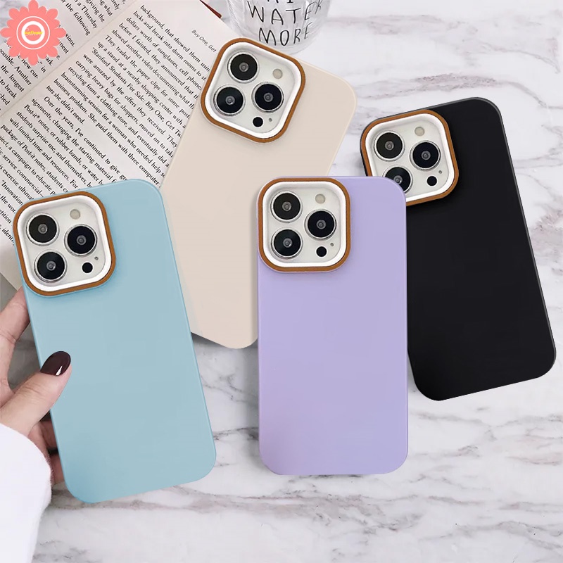 Luxury Thicken Candy Color Shockproof Case Compatible for IPhone 11 14 13 12 Pro Max XR 7Plus 8Plus 6 6S 7 8 Plus X XS MAX SE 2020 Camera Protective Solid Color Simple Cover