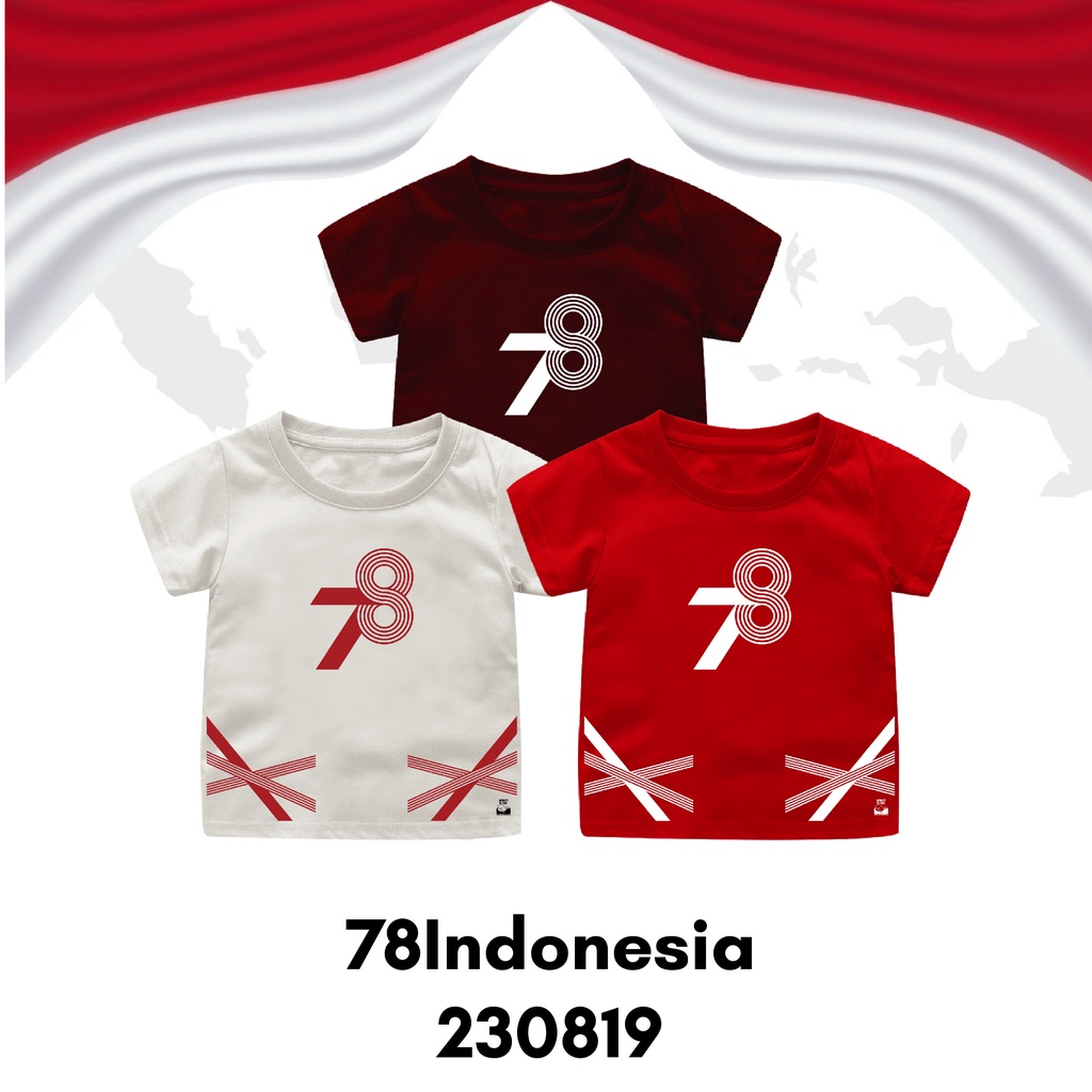 Baju Kaos Kemerdekaan Size Bayi Sampai Dewasa Seri Logo 78 Garuda Bahan Katun Combed 30s